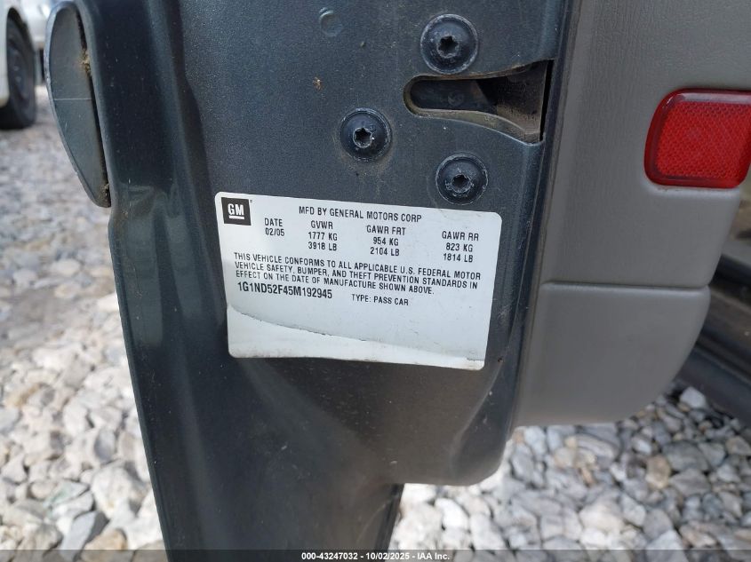 2005 Chevrolet Classic VIN: 1G1ND52F45M192945 Lot: 43247032