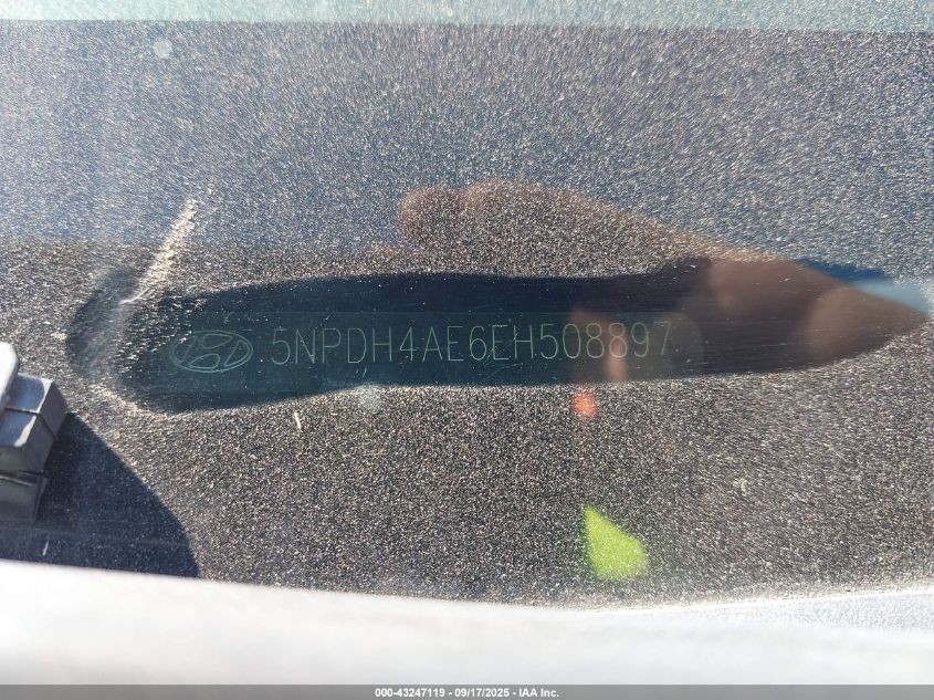 2014 Hyundai Elantra Se VIN: 5NPDH4AE6EH508897 Lot: 43247119