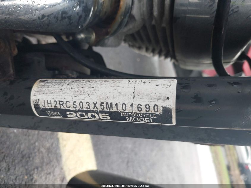 2005 Honda Vt750 Ca VIN: JH2RC503X5M101690 Lot: 43247593