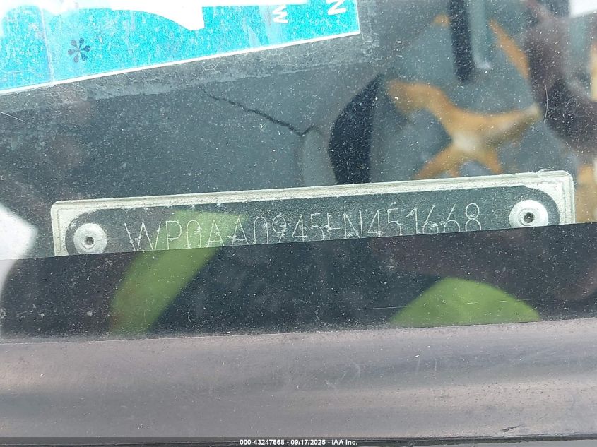 1985 Porsche 944 VIN: WP0AA0945FN451668 Lot: 43247668