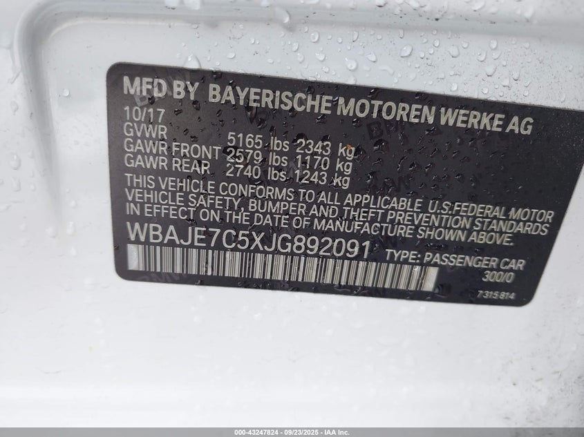 2018 BMW 540I XDRIVE - WBAJE7C5XJG892091