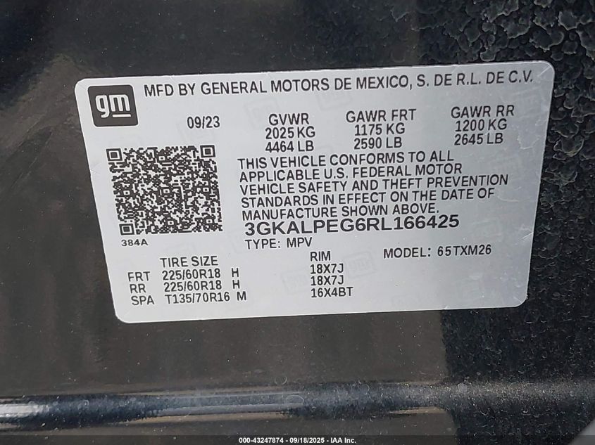 2024 GMC Terrain Slt VIN: 3GKALPEG6RL166425 Lot: 43247874