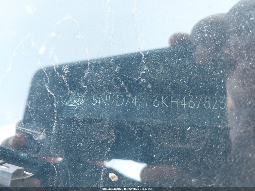 2019 Hyundai Elantra Se VIN: 5NPD74LF6KH467823 Lot: 43248302