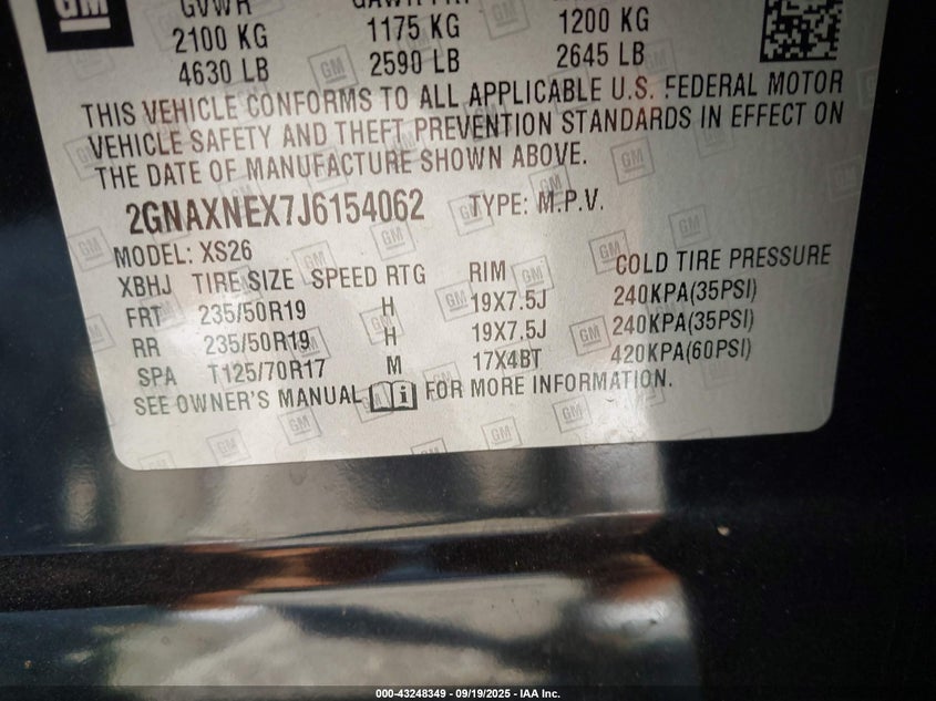 2018 CHEVROLET EQUINOX PREMIER - 2GNAXNEX7J6154062