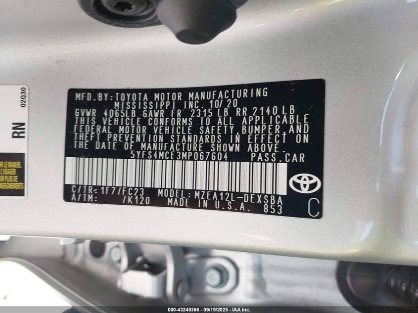 2021 TOYOTA COROLLA SE - 5YFS4MCE3MP067604