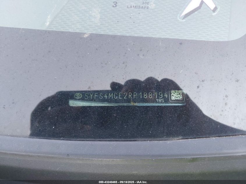 2024 Toyota Corolla Se VIN: 5YFS4MCE2RP188194 Lot: 43248465