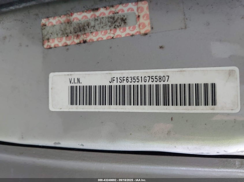 2001 Subaru Forester L VIN: JF1SF63551G755807 Lot: 43248692