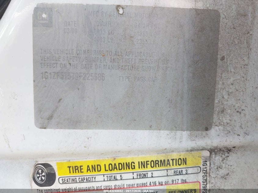 2009 Chevrolet Malibu Hybrid VIN: 1G1ZF57579F225586 Lot: 43248852