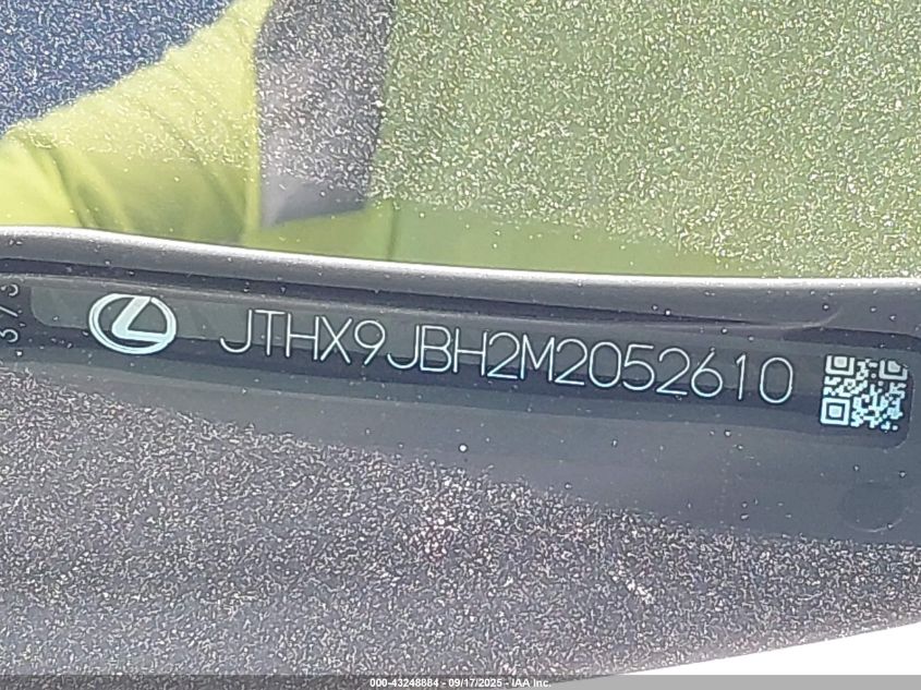2021 Lexus Ux 250H VIN: JTHX9JBH2M2052610 Lot: 43248884