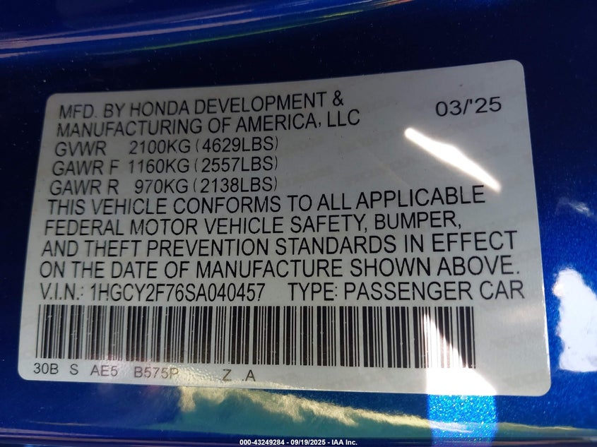 2025 HONDA ACCORD HYBRID SPORT-L 1HGCY2F76SA040457