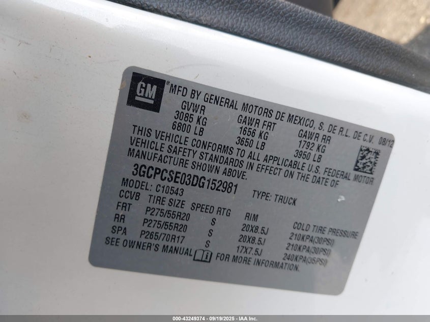 2013 CHEVROLET SILVERADO 1500 LT - 3GCPCSE03DG152981