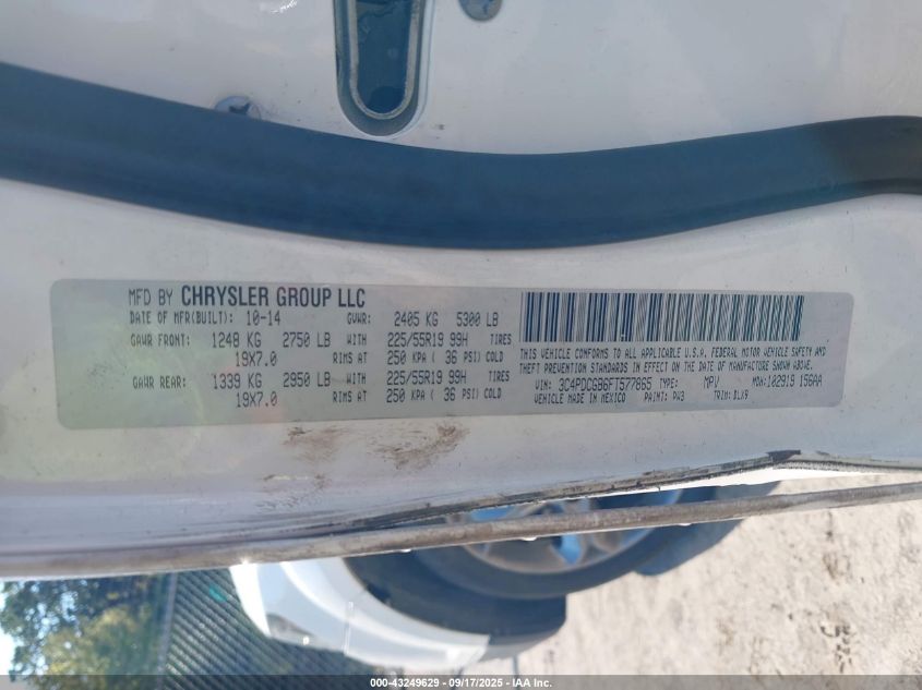 2015 Dodge Journey Crossroad VIN: 3C4PDCGB6FT577865 Lot: 43249629