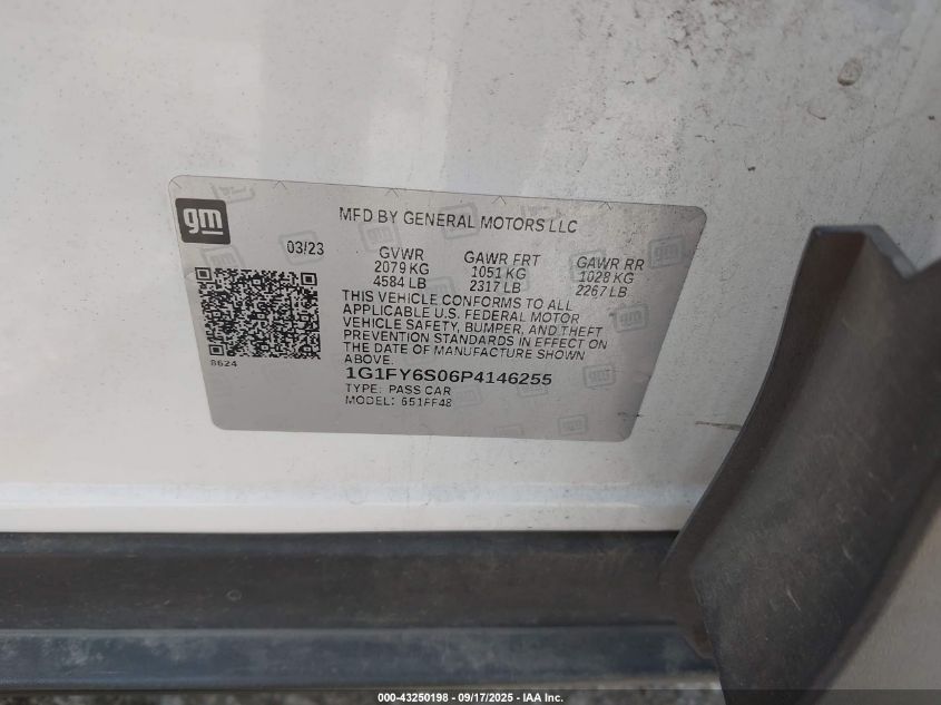 2023 Chevrolet Bolt Euv Fwd Lt VIN: 1G1FY6S06P4146255 Lot: 43250198