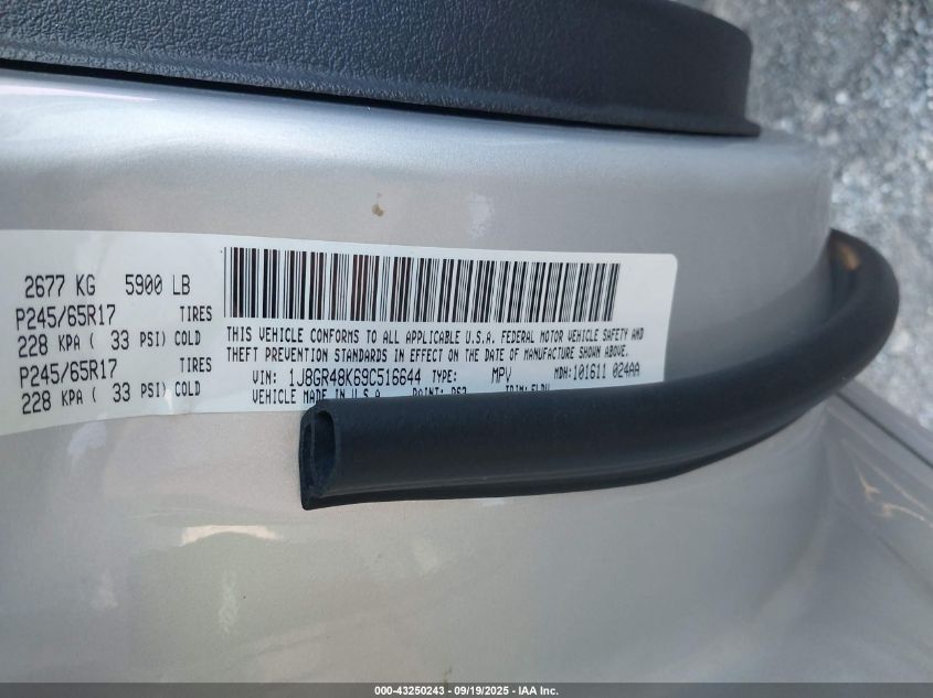 2009 Jeep Grand Cherokee Laredo VIN: 1J8GR48K69C516644 Lot: 43250243