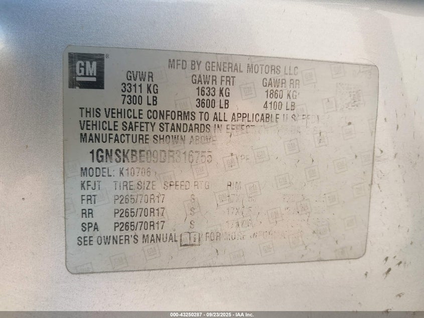 2013 CHEVROLET TAHOE LT - 1GNSKBE09DR316755