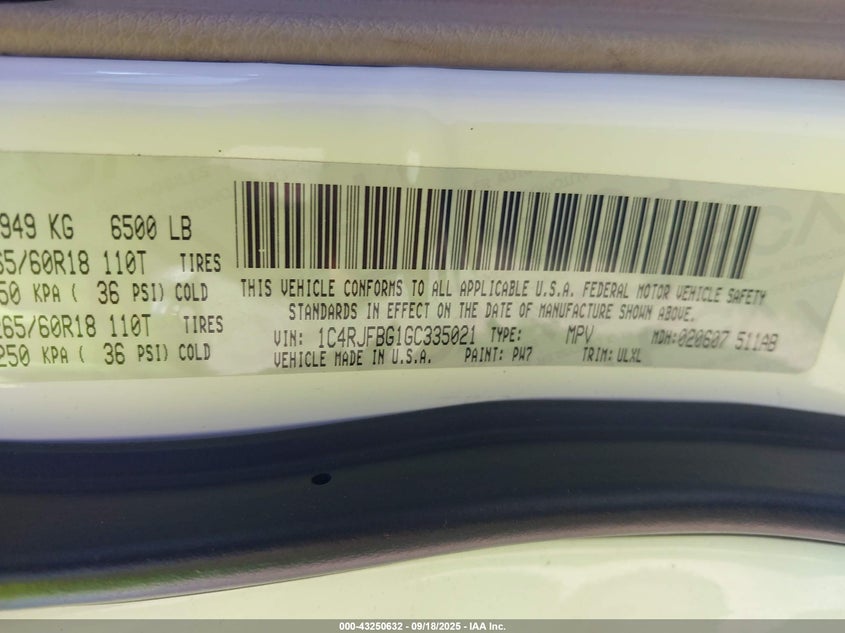 2016 JEEP GRAND CHEROKEE LIMITED - 1C4RJFBG1GC335021