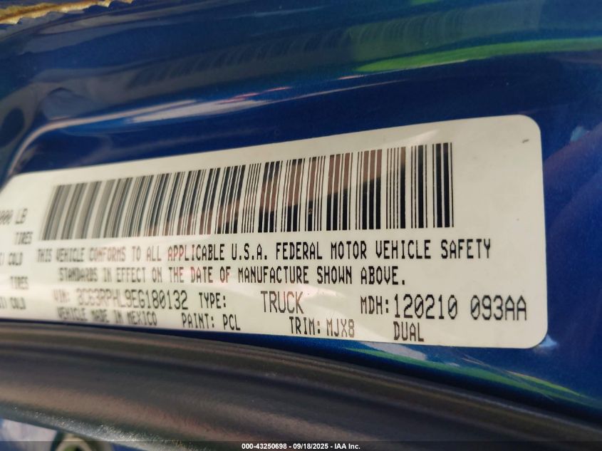 2014 Ram 3500 Big Horn VIN: 3C63RPHL9EG180132 Lot: 43250698