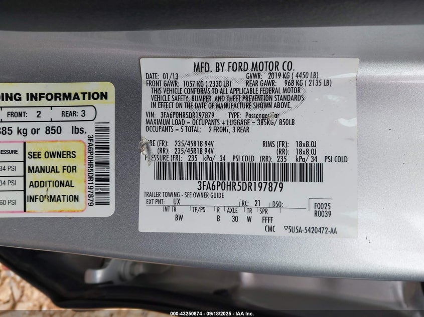 2013 FORD FUSION SE - 3FA6P0HR5DR197879