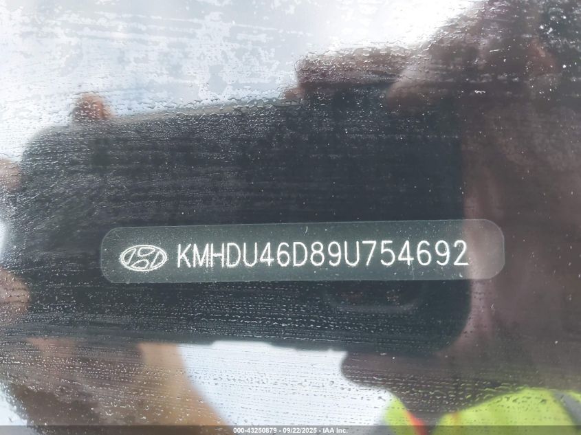 2009 Hyundai Elantra Se VIN: KMHDU46D89U754692 Lot: 43250879