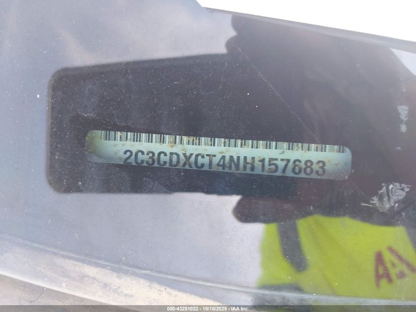 2022 Dodge Charger R/T VIN: 2C3CDXCT4NH157683 Lot: 43251022