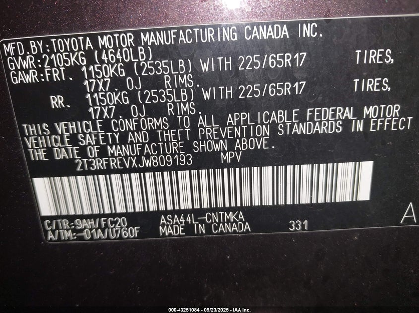 2018 TOYOTA RAV4 XLE - 2T3RFREVXJW809193