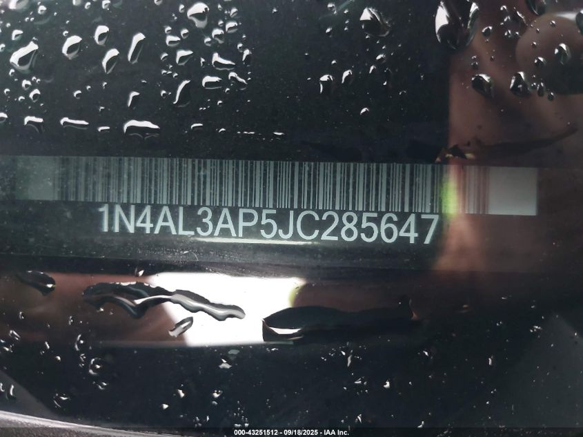 2018 Nissan Altima 2.5 Sr VIN: 1N4AL3AP5JC285647 Lot: 43251512