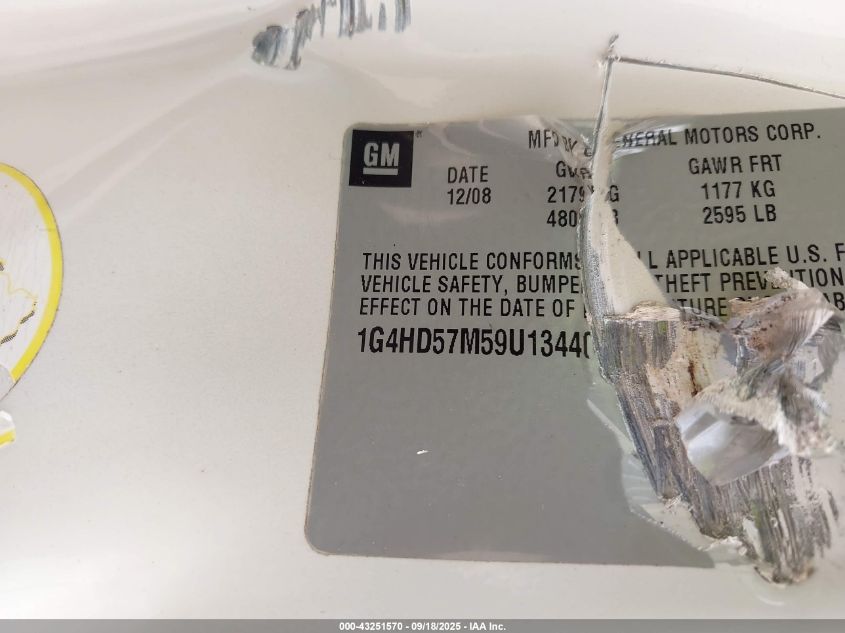 2009 Buick Lucerne Cxl Special Edition VIN: 1G4HD57M59U134405 Lot: 43251570