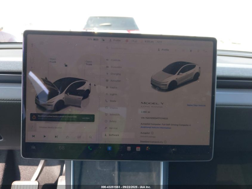 2026 Tesla Model Y Long Range Dual Motor All-Wheel Drive VIN: 7SAYGDED4TF374833 Lot: 43251583