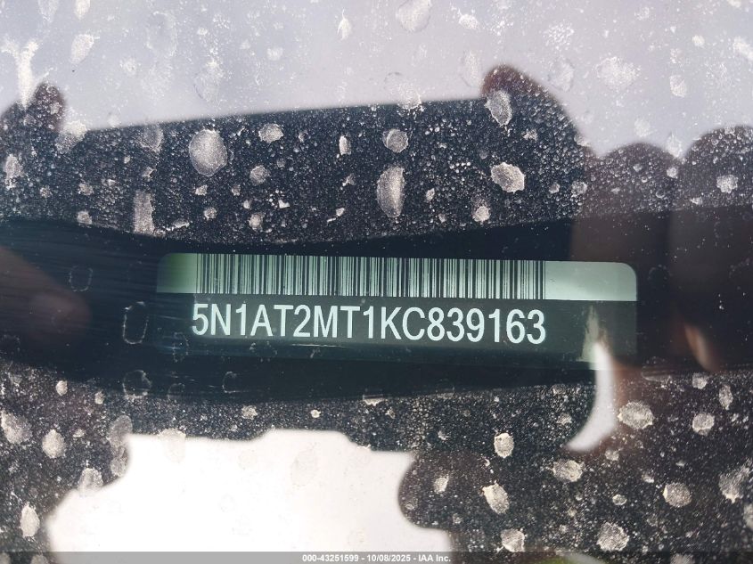 2019 Nissan Rogue Sl VIN: 5N1AT2MT1KC839163 Lot: 43251599