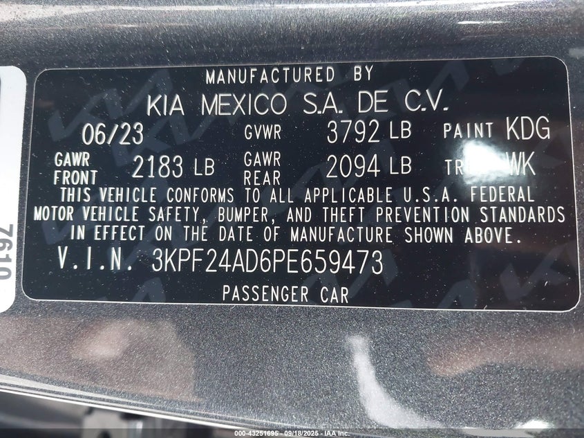 2023 KIA FORTE LXS - 3KPF24AD6PE659473