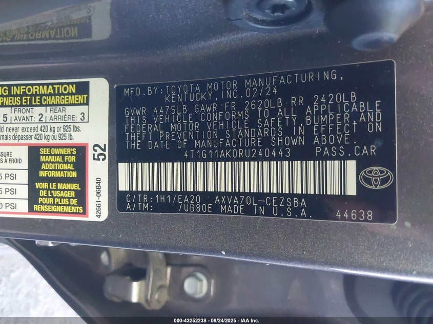 2024 TOYOTA CAMRY SE - 4T1G11AK0RU240443