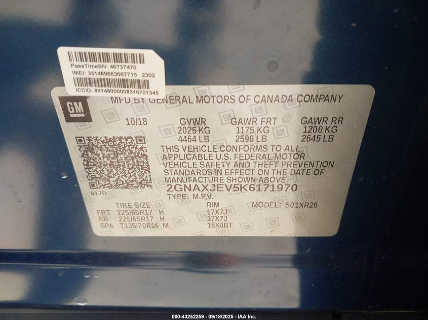 2019 CHEVROLET EQUINOX LT - 2GNAXJEV5K6171970