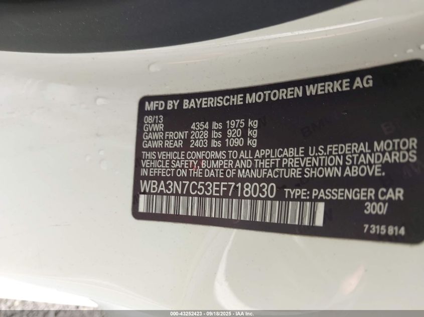 2014 BMW 428I VIN: WBA3N7C53EF718030 Lot: 43252423