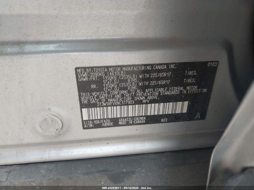 2022 TOYOTA RAV4 XLE - 2T3W1RFVXNC177903