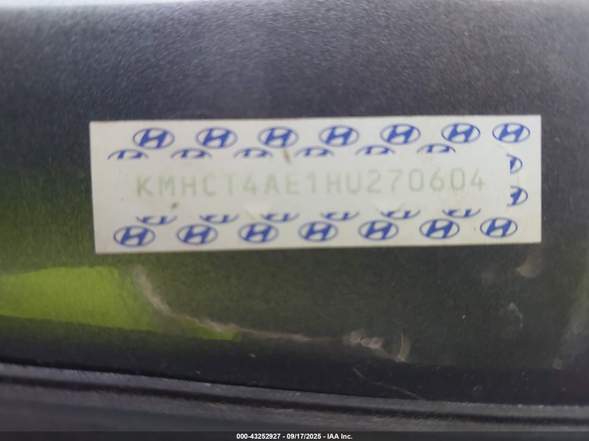 2017 Hyundai Accent Se VIN: KMHCT4AE1HU270604 Lot: 43252927