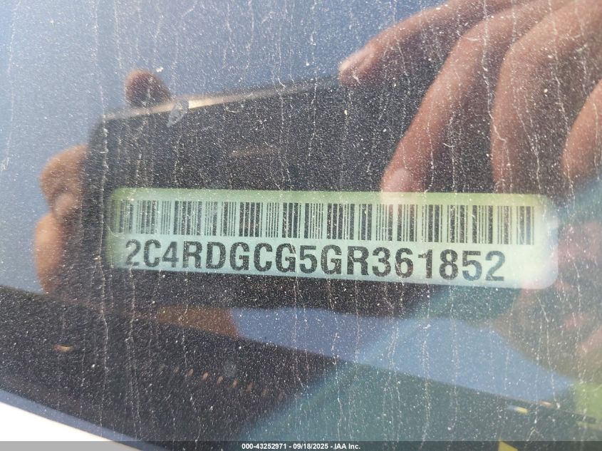 2016 Dodge Grand Caravan Sxt VIN: 2C4RDGCG5GR361852 Lot: 43252971