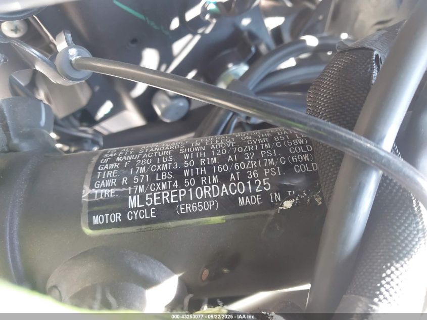 2024 Kawasaki Er650 P VIN: ML5EREP10RDAC0125 Lot: 43253077