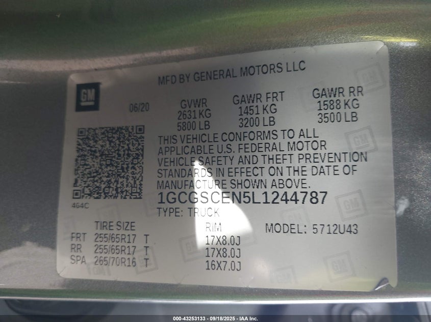 2020 CHEVROLET COLORADO 2WD  LONG BOX LT - 1GCGSCEN5L1244787