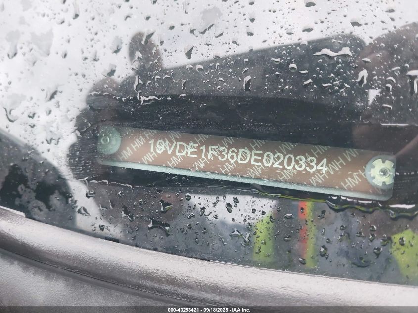 2013 Acura Ilx 2.0L VIN: 19VDE1F36DE020334 Lot: 43253421