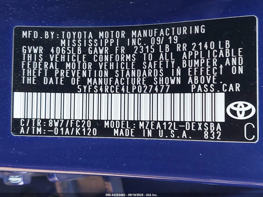 2020 TOYOTA COROLLA SE - 5YFS4RCE4LP027477