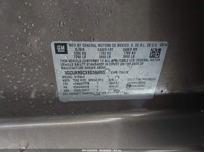 2014 CHEVROLET SILVERADO 1500 2LT - 3GCUKRECXEG389865