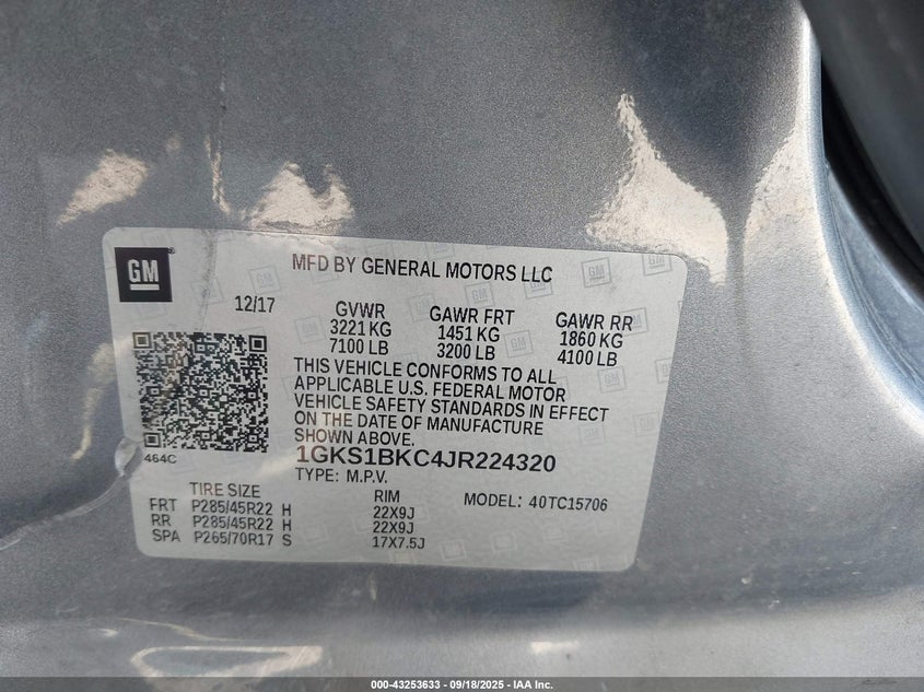 2018 GMC YUKON SLT - 1GKS1BKC4JR224320