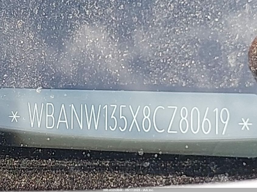2008 BMW 535I VIN: WBANW135X8CZ80619 Lot: 43253644