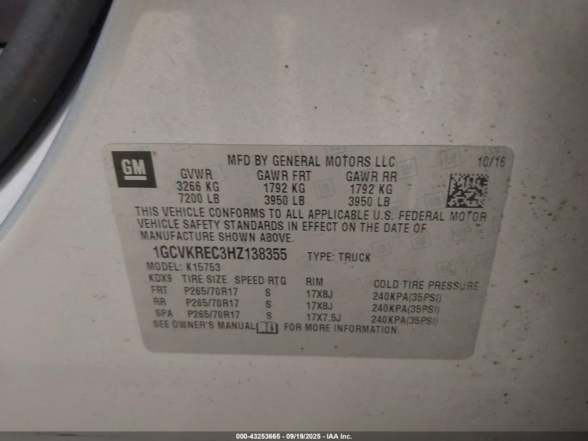 2017 CHEVROLET SILVERADO 1500 1LT - 1GCVKREC3HZ138355