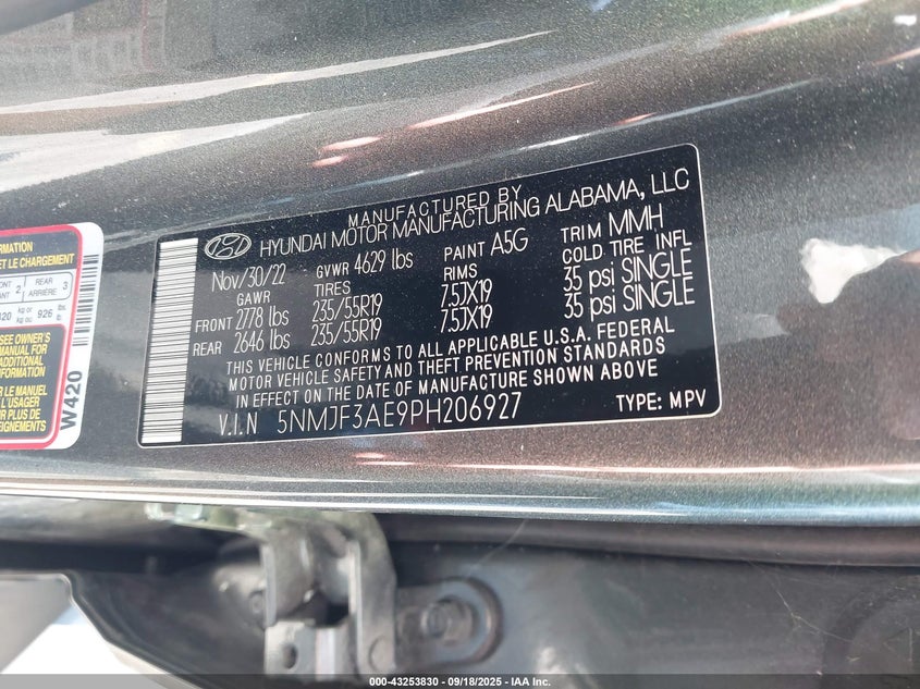 2023 HYUNDAI TUCSON SEL 5NMJF3AE9PH206927