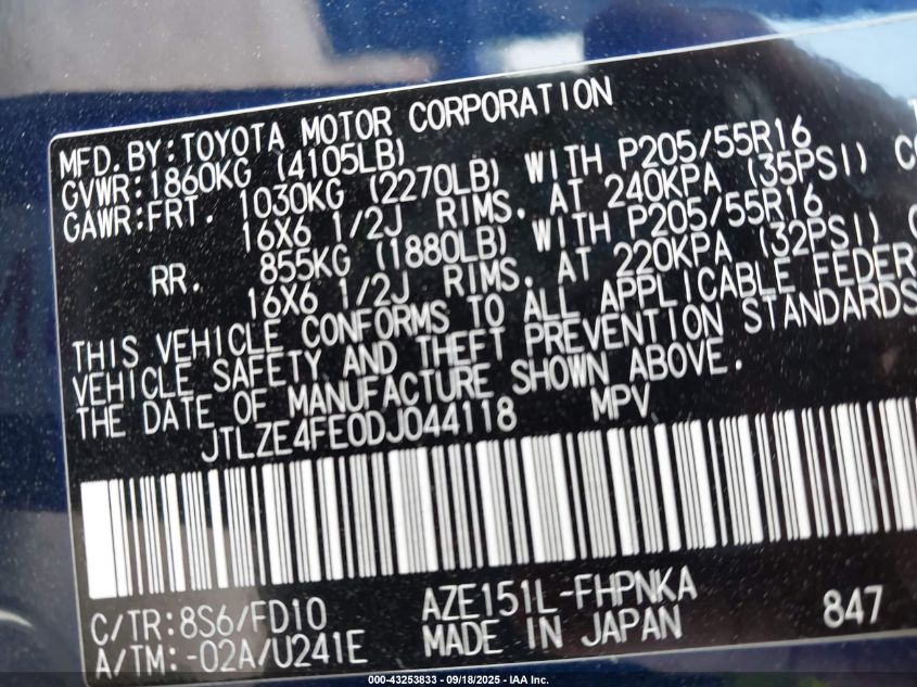 2013 Scion Xb VIN: JTLZE4FE0DJ044118 Lot: 43253833