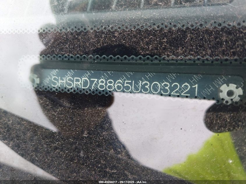 2005 Honda Cr-V Ex VIN: SHSRD78865U303221 Lot: 43254217