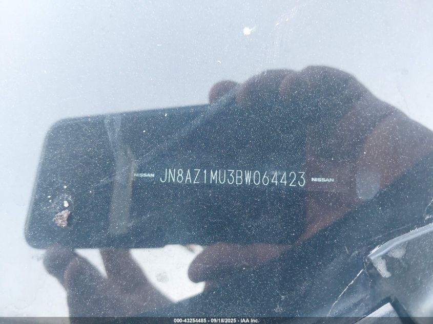 2011 Nissan Murano Sv VIN: JN8AZ1MU3BW064423 Lot: 43254485