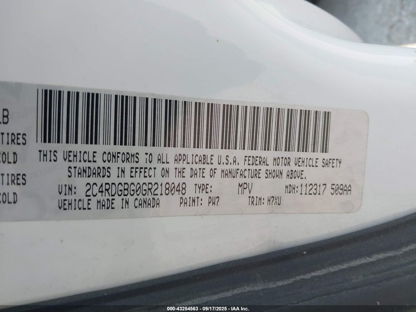 2016 DODGE GRAND CARAVAN SE 2C4RDGBG0GR218048