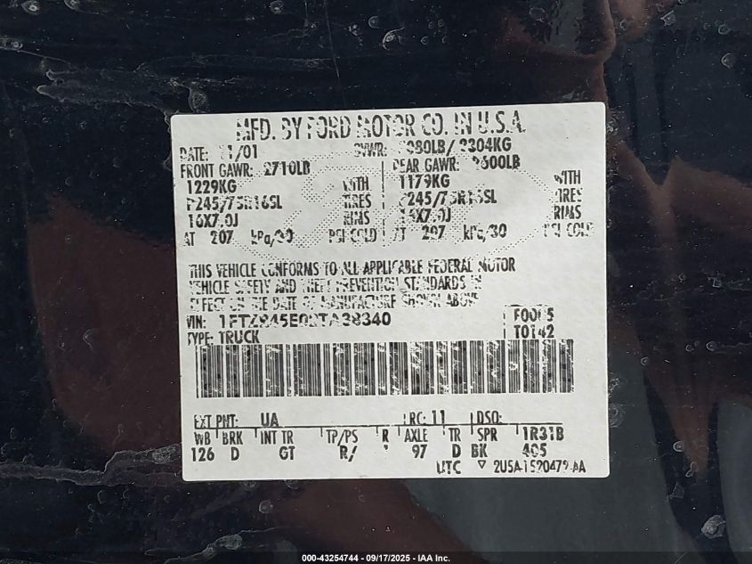 2002 Ford Ranger Edge/Xlt VIN: 1FTZR45E02TA38340 Lot: 43254744